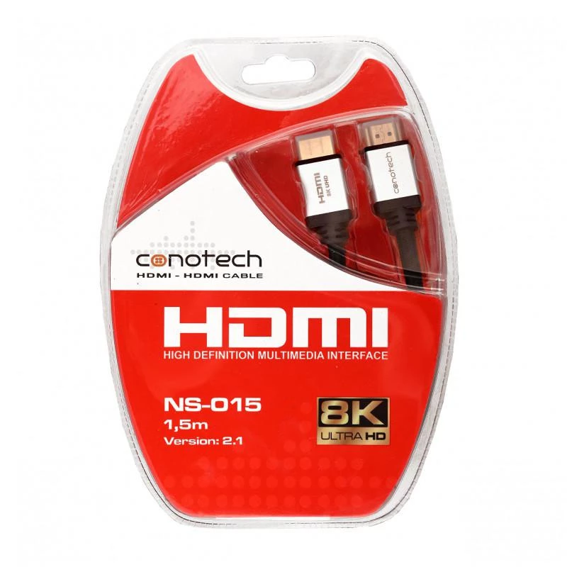 CONOTECH NS-015 2.1 8K HDMI kabelis 1,5m Ultra High Speed 48Gbps juodas