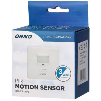 ORNO OR-CR-205 PIR judesio jutiklis, 360°, 6 m, 230 V, baltas, įmontuojamas į lubas