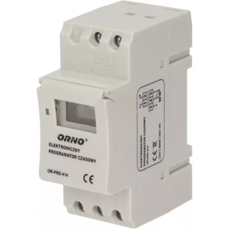 ORNO OR-PRE-414 Skaitmeninis laikmatis, DIN bėgiui, 230V AC, 16A, 1 kanalas