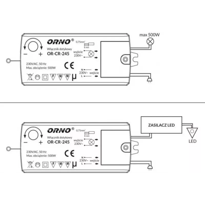 ORNO OR-CR-245 belietis indukcinis artumo jungiklis LED apšvietimui, juodas