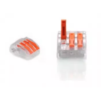 TRYTYT PC-233 3 krypčių svertinis sujungimo jungiklis 0,2-4,0 mm² 50 vnt. permatomas oranžinis