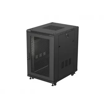 Lanberg 19 colio 18U 600x800 mm juodas ant grindų statomas stelažo korpusas su perforuotomis durimis (plokščios pakuotės)
