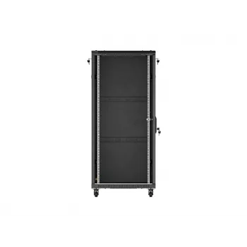 LANBERG 19 inch 27U laisvai pastatoma serverio spinta 600x1000 mm juoda su grūdinto stiklo durimis (plokščia pakuotė)