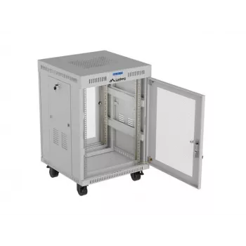 Lanberg FF01-6615-23SL Laisvai pastatoma 19 colių spinta 15U 600x600 pilka su perforuotomis durimis ir LCD plokščia pakuotė