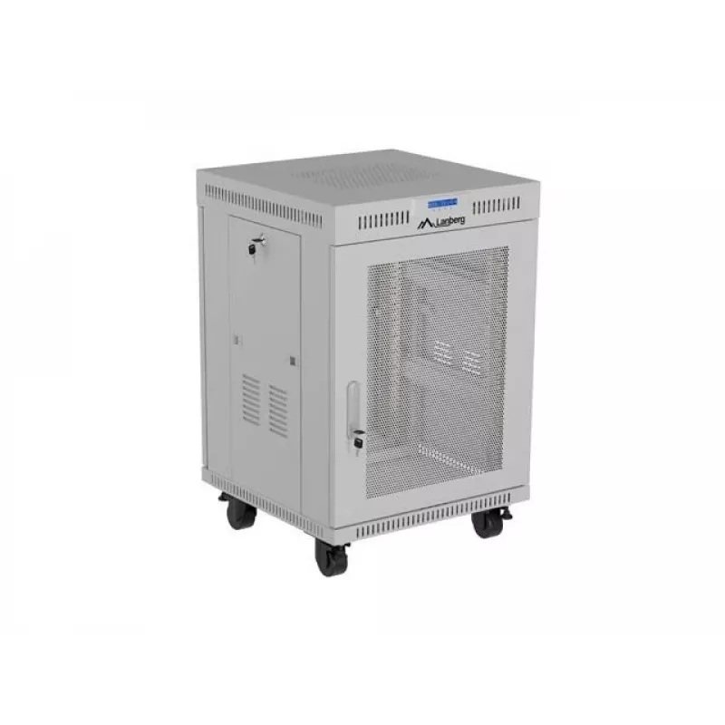 Lanberg FF01-6615-23SL Laisvai pastatoma 19 colių spinta 15U 600x600 pilka su perforuotomis durimis ir LCD plokščia pakuotė