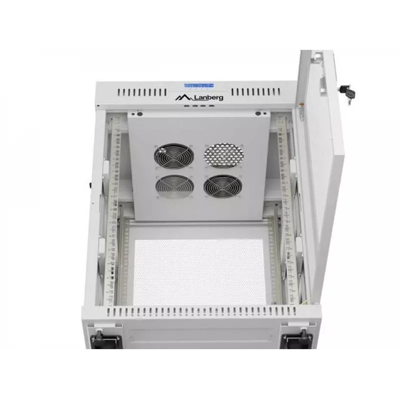 Lanberg FF01-6615-23SL Laisvai pastatoma 19 colių spinta 15U 600x600 pilka su perforuotomis durimis ir LCD plokščia pakuotė