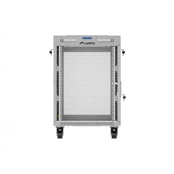 Lanberg FF01-6615-23SL Laisvai pastatoma 19 colių spinta 15U 600x600 pilka su perforuotomis durimis ir LCD plokščia pakuotė