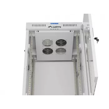 LANBERG 19 inch 22U Grindinis Stovo Spintos Rack 600x600 mm Pilkas Grūdinto Stiklo Durys LCD Ekranas (Plokščia Pakuotė)