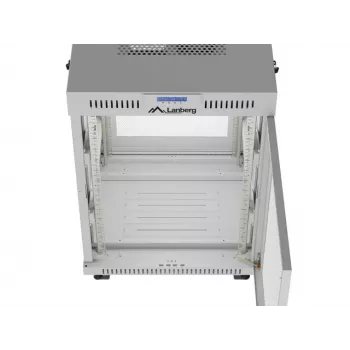 Lanberg 19 colio 15U 600x800 pilkas grindinis stelažas su perforuotomis durimis ir LCD (plokščioje pakuotėje)