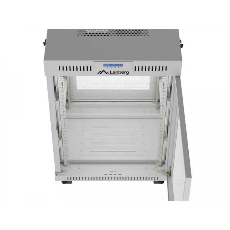 Lanberg 19 colio 15U 600x800 pilkas grindinis stelažas su perforuotomis durimis ir LCD (plokščioje pakuotėje)