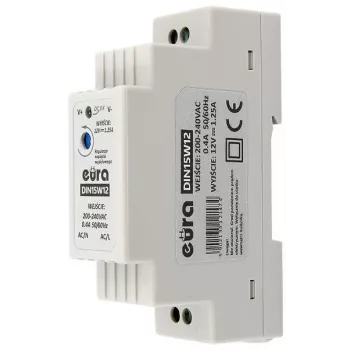 EURA DIN15W12 DIN bėgio maitinimo šaltinis 12V 1.25A 15W