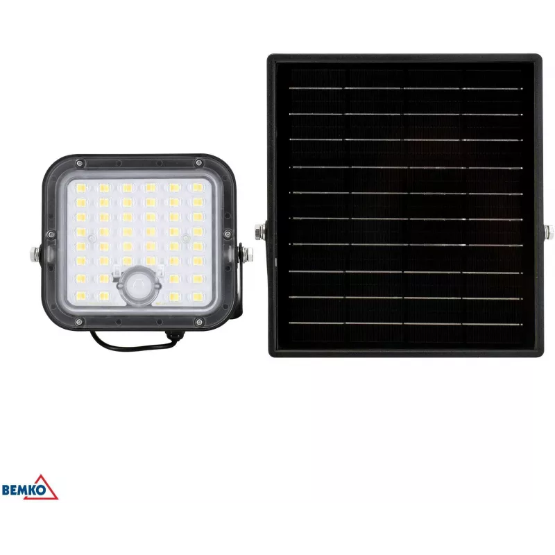 BEMKO SOLPAR Saulės LED prožektorius 10W 1500lm 3000/4000K IP65 Juodas su PIR jutikliu