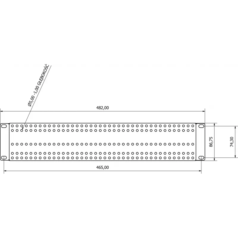 ATTE ADD-RACK2U1 2U 19 colių stovo montavimo adapteris su paprastomis montavimo angomis, juodas