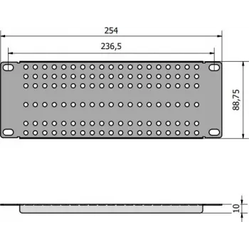 ATTE ADD-RACK10-2U1 10-Inch 2U Rack Mounting Adapter su tiesiomis skylutėmis, juoda