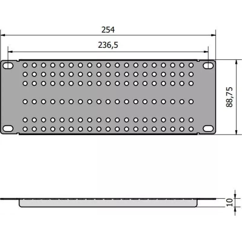 ATTE ADD-RACK10-2U1 10-Inch 2U Rack Mounting Adapter su tiesiomis skylutėmis, juoda