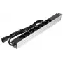 DELTA PD-7/RACK/IEC 19 colių 1U pagrindinis PDS su 7 Schuko lizdais, IEC C14 įvadu, 2 m kabeliu, 16 A, juoda