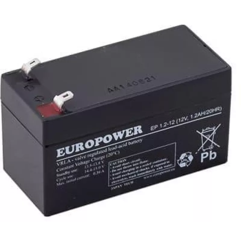 EUROPOWER EP 1.2-12 AGM akumuliatorius 12V 1.2Ah (6-9 metų tarnavimo laikas)