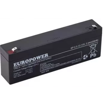 EUROPOWER EP 2.3-12 AGM akumuliatorius 12V 2.3Ah 6-9 metų eksploatacijos trukmė