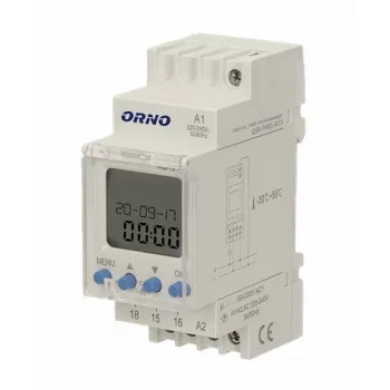 ORNO OR-PRE-433 elektroninis savaitinis laikmatis, DIN bėgis, 16A/3680W, 16 programų, 230V