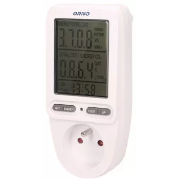 ORNO OR-WAT-435 Skaitmeninis energijos matuoklis su LCD ekranu, 230V, 16A, 3680W, F tipo kištukas
