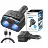 MBG Line HC69PD 3 krypčių automobilinis žiebtuvėlio daliklis su 2x USB-C PD 30W ir 2x USB-A QC 3.0, LED įtampos indikatoriumi, 180W