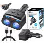 MBG Line HC69PD 3 krypčių automobilinis žiebtuvėlio daliklis su 2x USB-C PD 30W ir 2x USB-A QC 3.0, LED įtampos indikatoriumi, 180W
