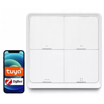 LUXURY-GOODS SC04 ZigBee TUYA Smart Scene Switch – 4 mygtukai, 12 scenų, balta