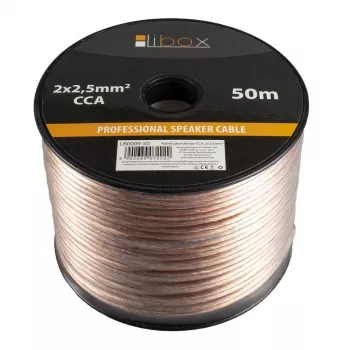 Libox garsiakalbių kabelis 2x2.50mm LB0009-50 garso kabelis 50 m permatomas