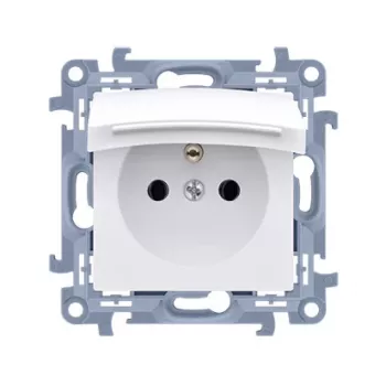KONTAKT SIMON 10 Modulio baltas kištukinis lizdas 1x Z/U su dangteliu IP44 varžtiniai gnybtai 16A 250V