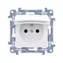 KONTAKT SIMON 10 Modulio baltas kištukinis lizdas 1x Z/U su dangteliu IP44 varžtiniai gnybtai 16A 250V