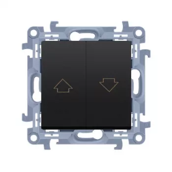 KONTAK-SIMON Kontakt Simon 10 modulių matinė juoda žaliuzių valdymo mygtukas su rodyklėmis, varžtiniai gnybtai, 10A 250V