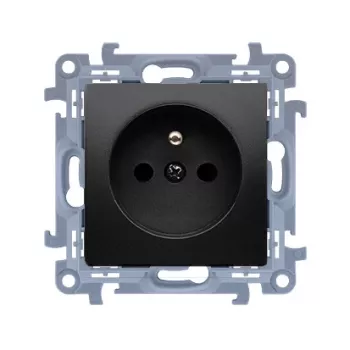 KONTAKT SIMON 10 modulių juodo matinio lizdo 1x Z/U su užuolaidėlėmis ir greitais jungtimis 16A 250V