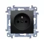 KONTAKT SIMON 10 modulių juodo matinio lizdo 1x Z/U su užuolaidėlėmis ir greitais jungtimis 16A 250V