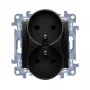 KONTAKT SIMON 10 modulio 2x kištukinis lizdas F tipo matinė juoda, varžtiniai gnybtai, 16A 250V