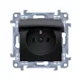 KONTAKT SIMON 10 1-Module Black Matt Socket with Flap IP44 Spring Terminals 16A 250V