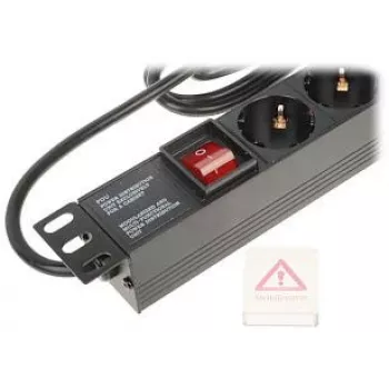DELTA Power Strip 8 Schuko Sockets L19/8, 1.5m Cable, Black