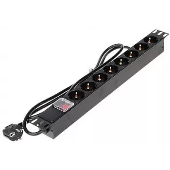 DELTA PD-8/RACK-N 8-ių lizdų 1U 19 inch stelažinis maitinimo skirstytuvas (PDU) - 230V 16A 3680W Schuko