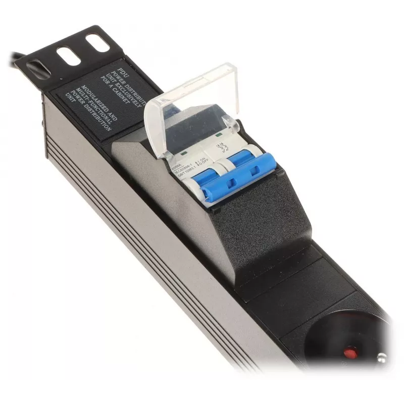 DELTA PD-6/R-2P Apsaugotas nuo viršįtampių elektros lizdų blokas 6 lizdai 2m laidas Juoda