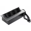 DELTA FPS-3S/CABLE Baldų elektros lizdų blokas su 3 lizdais, 1,5 m laidu, juodas