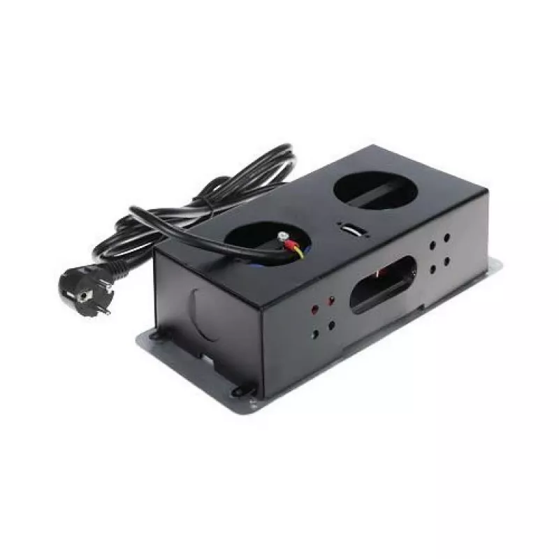DELTA FPS-3S/CABLE Baldų elektros lizdų blokas su 3 lizdais, 1,5 m laidu, juodas