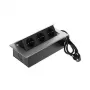DELTA FPS-3S/CABLE Baldų elektros lizdų blokas su 3 lizdais, 1,5 m laidu, juodas