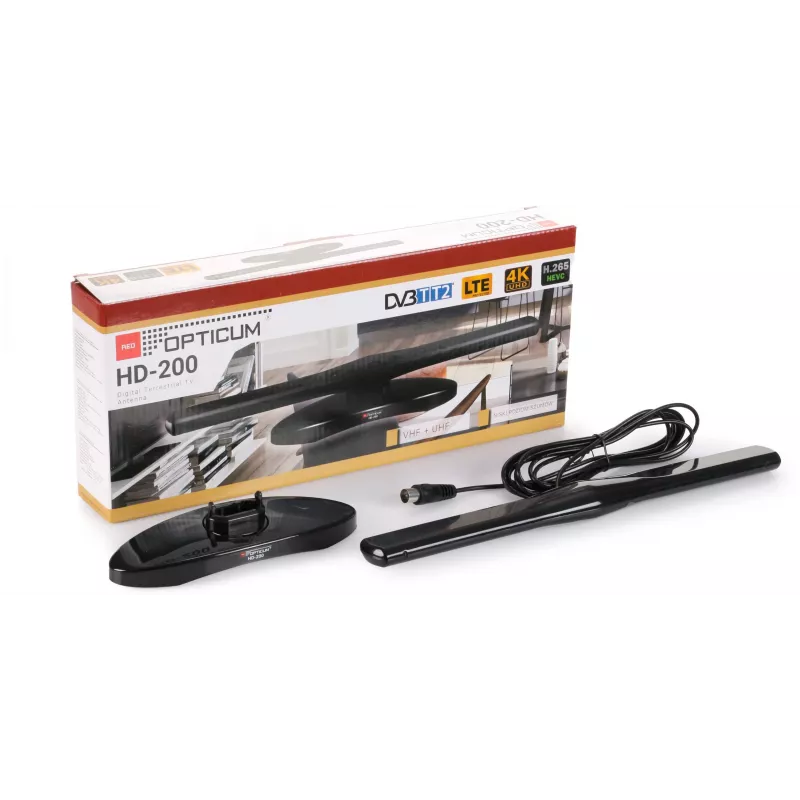 OPTICUM ANT0136 HD-200 Vidinė DVB-T2 aktyvi antena, juoda