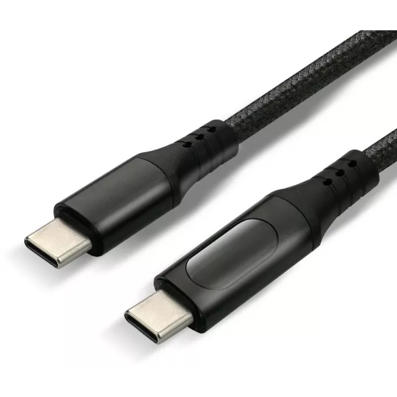 USB-C į USB-C laidas su LCD galios ekranu, 3m, 45W PD, juodas
