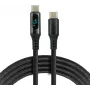 USB-C į USB-C laidas su LCD galios ekranu, 3m, 45W PD, juodas