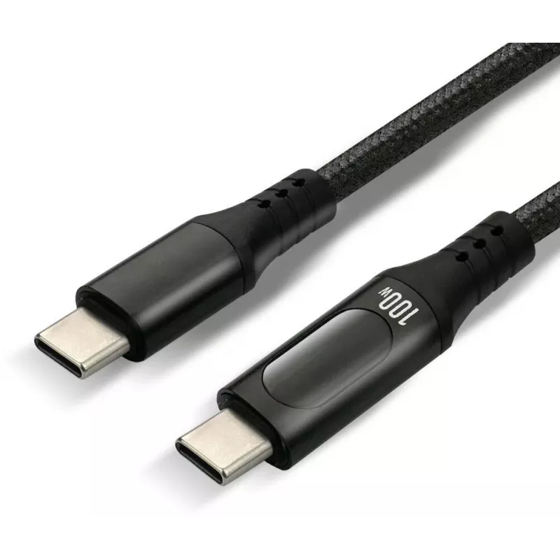 USB-C į USB-C laidas 2m 100W LCD galios ekranas everActive CBB-2PD5L