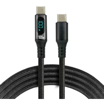 USB-C į USB-C laidas 2m 100W LCD galios ekranas everActive CBB-2PD5L