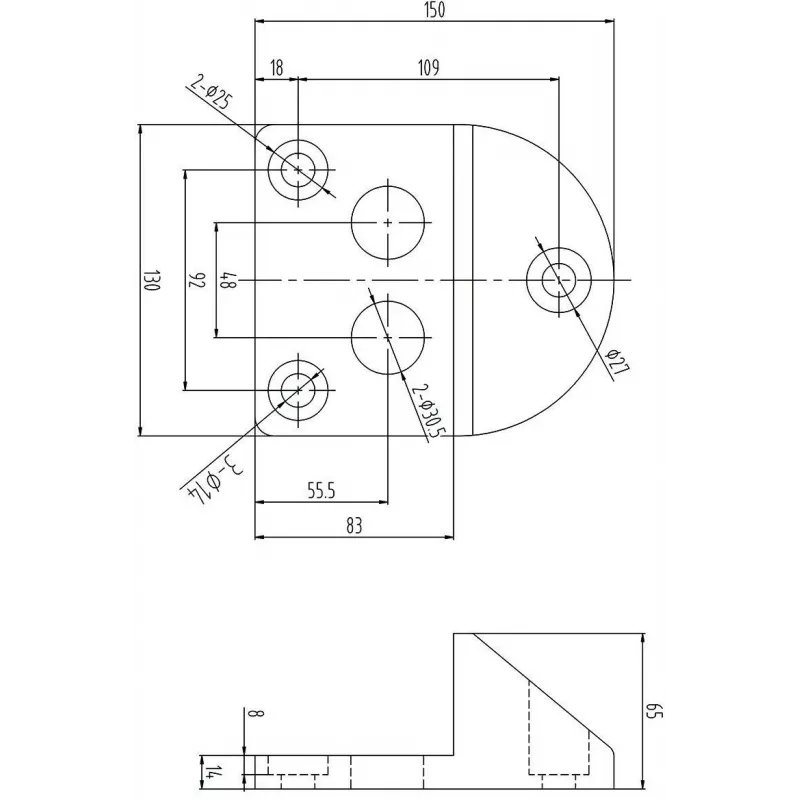 PSG 61.191 Užsukamas vartų stabdiklis (130x150/H65) su gumine danga