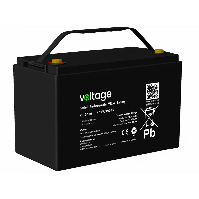 VOLTAGE AGM baterija 12V 120Ah VE12-120 (6-9 metų tarnavimo laikas)