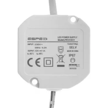 ESPE LP-1212-211 12V 1A 12W IP67 maitinimo šaltinis 5.5/2.1mm