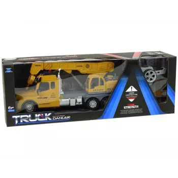 LEAN TOYS nuotoliniu valdymu sunkvežimis su kranu Pilot 2.4G šviesos garsai geltona